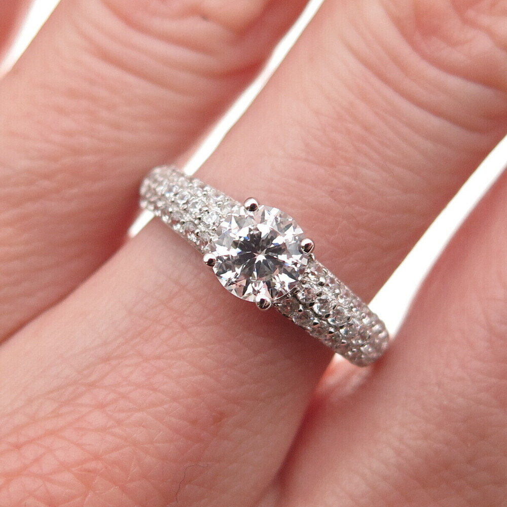 925 Sterling Silver Round-Cut C Z Engagement Ring Size 8
